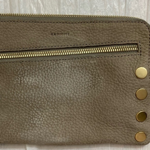 Hammitt taupe gray studded wristlet bag